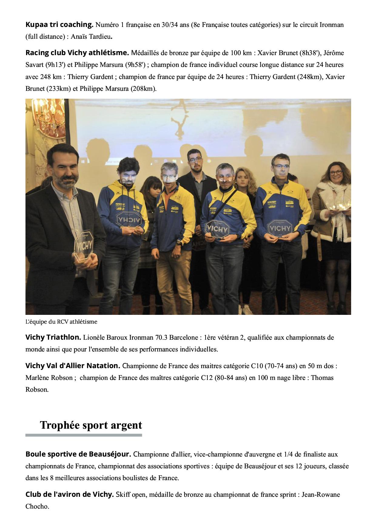 La ville de vichy met ses sportifs a l honneur vichy 03200 la montagne2 3