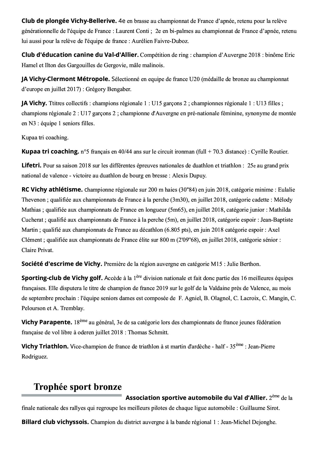 La ville de vichy met ses sportifs a l honneur vichy 03200 la montagne3 3